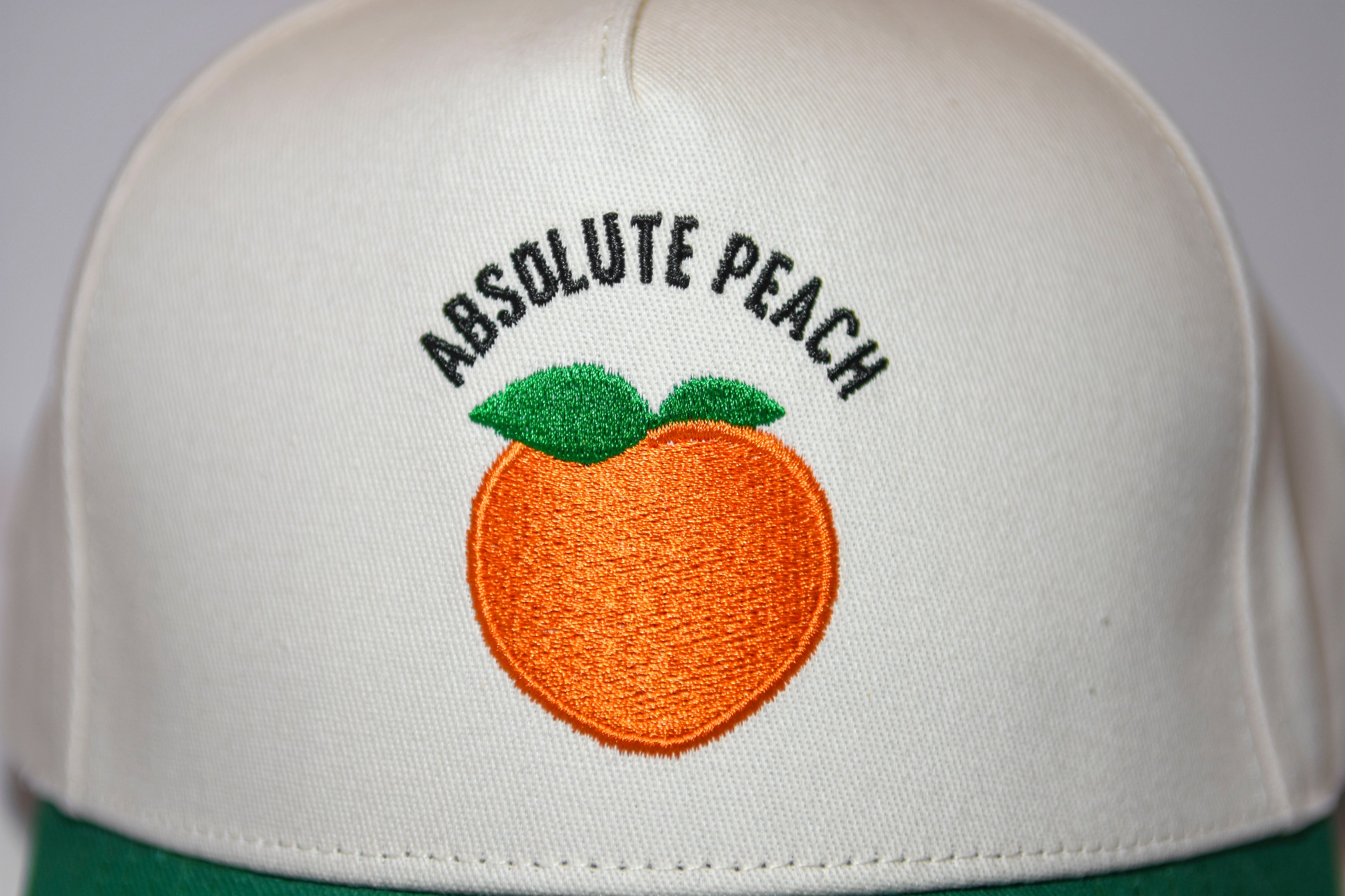 "Absolute Peach" Hat, Front Panel Embroidery